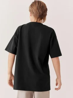 Next Black Relaxed Fit Short Sleeve T-Shirt (3-16yrs)^BOY T-Shirts