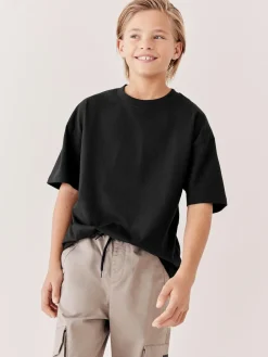 Next Black Relaxed Fit Short Sleeve T-Shirt (3-16yrs)^BOY T-Shirts