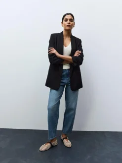 Next Black Relaxed Ruched Sleeve Blazer^Women Blazers|Suits & Tailoring