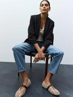 Next Black Relaxed Ruched Sleeve Blazer^Women Blazers|Suits & Tailoring