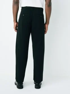 Outlet Next Relaxed Tapered Fit Twin Pleated Stretch Chinos Trousers Black