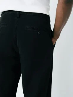 Outlet Next Relaxed Tapered Fit Twin Pleated Stretch Chinos Trousers Black