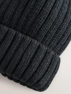 Next Black Rib Pom Beanie (3mths-16yrs)^ Hats|Hats, Gloves & Scarves