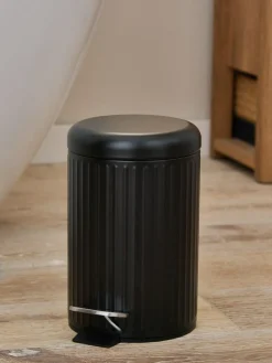 Next Black Rib Soft Close 3 Litre Pedal Bin^ Bathroom Accessories
