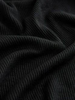 Next Ribbed Long Sleeve Pyjamas Black