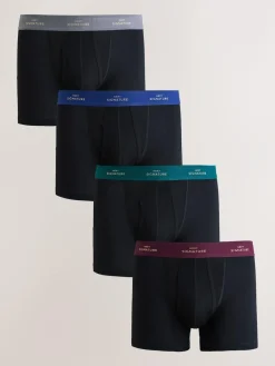 Next Black Rich Colour Waistband 4 pack Signature A-Fronts Boxers^ Underwear|Underwear