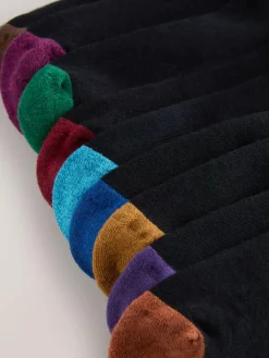 New Next Striped Cushioned Sole Comfort Socks 10 Pack Black Rich Heel