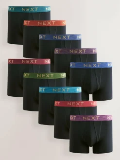 Next Black Rich Marl Waistband A-Front Boxers 10 Pack^ Underwear|Underwear
