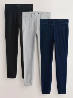 Clearance Next Black/ Rinse Blue/ Grey Full Length Jersey Denim Leggings 3 Pack