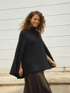Sale Next Black Roll Neck Ribbed Knitted Poncho