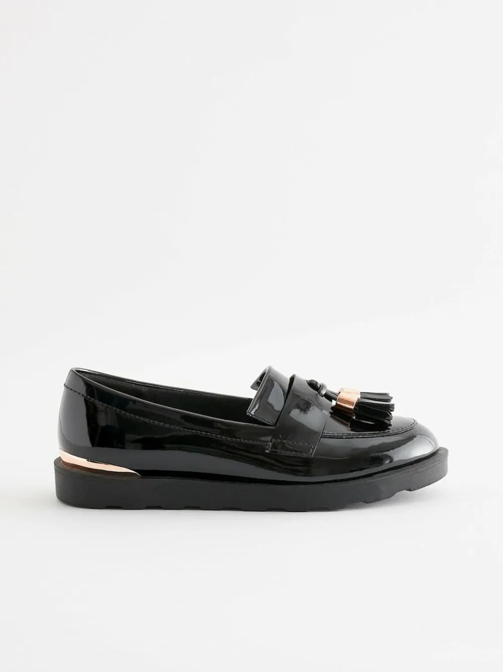 Next Black Rose Gold Standard Fit (F) School Tassel Loafers^ Shoes