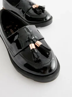 Next Black Rose Gold Standard Fit (F) School Tassel Loafers^ Shoes