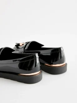 Next Black Rose Gold Standard Fit (F) School Tassel Loafers^ Shoes
