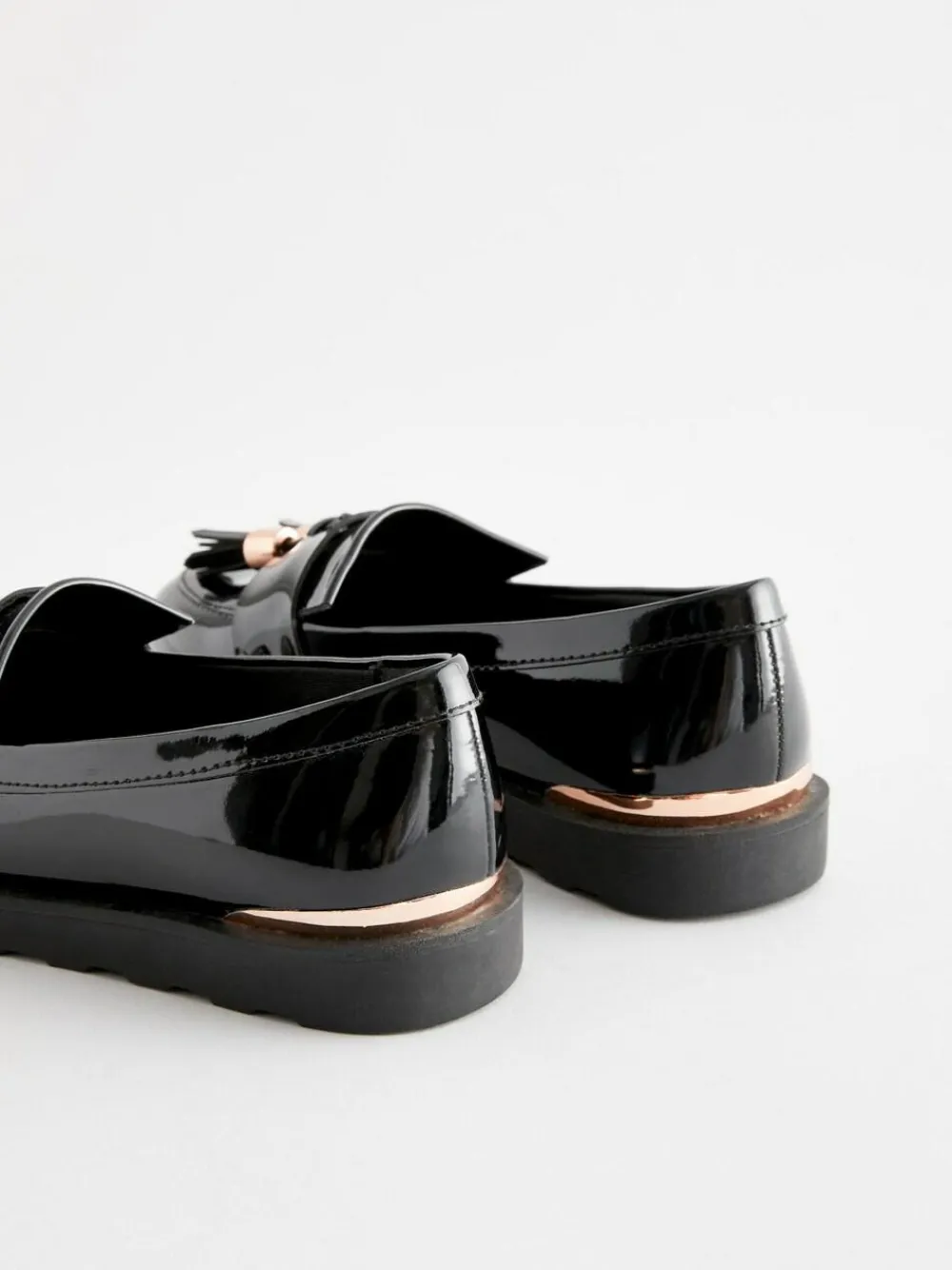 Next Black Rose Gold Standard Fit (F) School Tassel Loafers^ Shoes