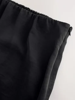 Sale Next Satin Midi Skirt With Lace Trim Black