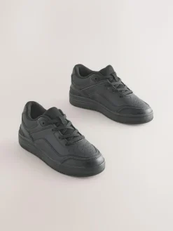 New Next Black School Leather Lace-Up Shoes