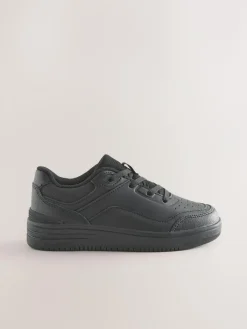 New Next Black School Leather Lace-Up Shoes