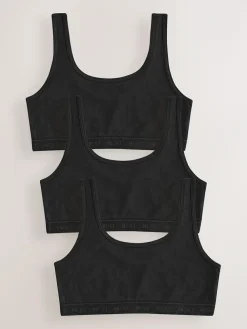 Next Black Scoop Crop Tops 3 Pack (5-16yrs)^ Underwear|Bras & Crop Tops