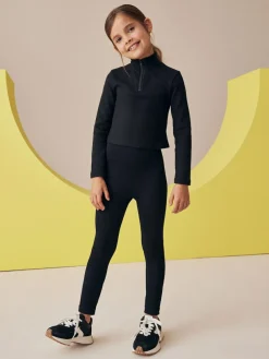 Next Black Seamless Ribbed High Waist Leggings (3-16yrs)^ Pants & Leggings|Pants & Leggings