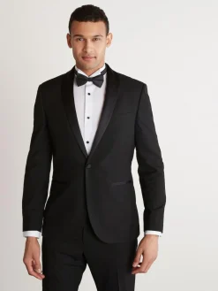 New Next Slim Fit Tuxedo Suit Jacket Black Shawl