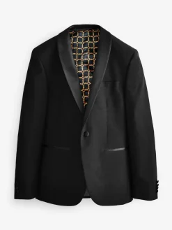 New Next Slim Fit Tuxedo Suit Jacket Black Shawl
