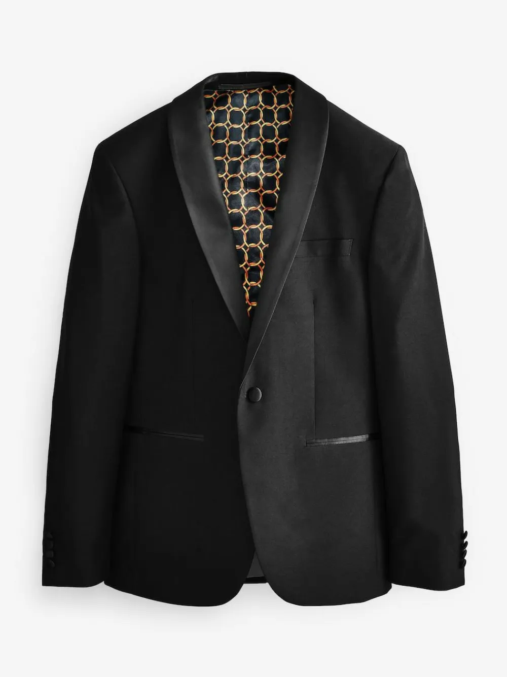 New Next Slim Fit Tuxedo Suit Jacket Black Shawl