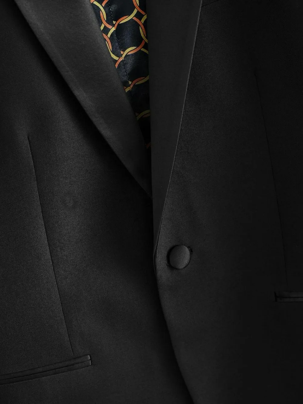 New Next Slim Fit Tuxedo Suit Jacket Black Shawl