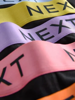 Next Black Shiny Colour Waistbands 10 pack Cotton Rich Blend Hipsters Boxers