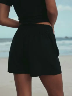 Next Black Shirred Jersey Shorts^Women Shorts