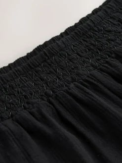 Next Black Shirred Jersey Shorts^Women Shorts