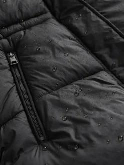 Next Black Short Padded Coat with Faux Fur Trim Hood and Cuffs^Women Coats & Jackets|Coats & Jackets