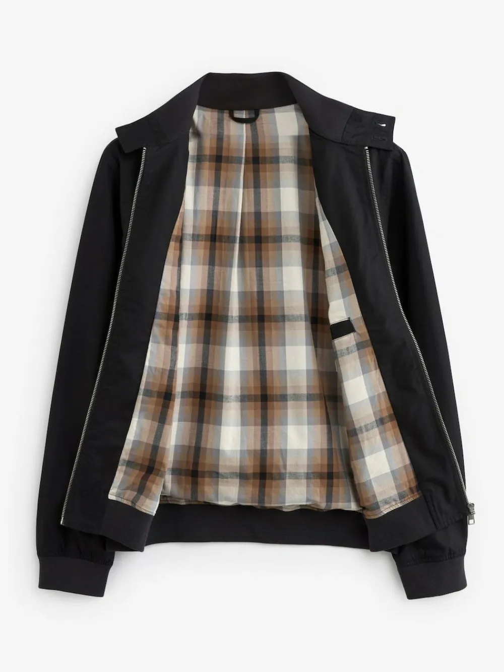 Hot Next Shower Resistant Check Lining Harrington Jacket Black