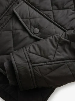 Next Black Shower Resistant Diamond Quilt Corduroy Collared Jacket^ Coats & Jackets|Coats & Jackets