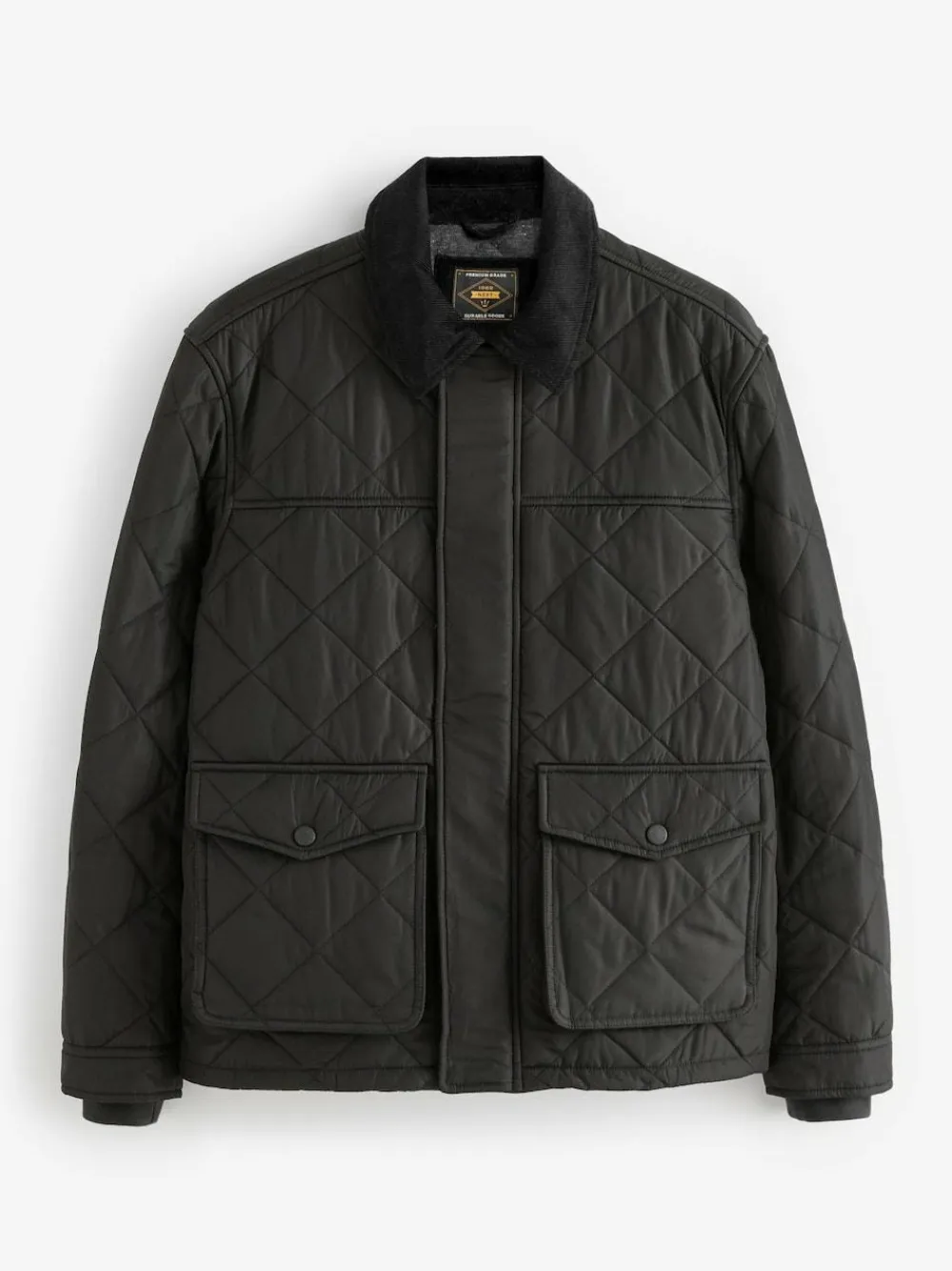 Next Black Shower Resistant Diamond Quilt Corduroy Collared Jacket^ Coats & Jackets|Coats & Jackets