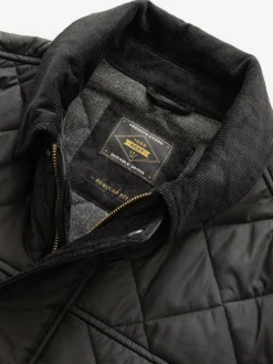 Next Black Shower Resistant Diamond Quilt Corduroy Collared Jacket^ Coats & Jackets|Coats & Jackets