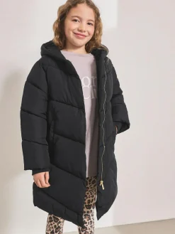 Online Next Shower Resistant Faux Fur Lined Hooded Padded Coat (3-16yrs) Black