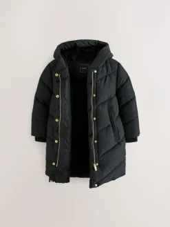 Online Next Shower Resistant Faux Fur Lined Hooded Padded Coat (3-16yrs) Black