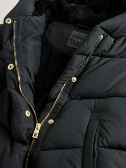 Online Next Shower Resistant Faux Fur Lined Hooded Padded Coat (3-16yrs) Black