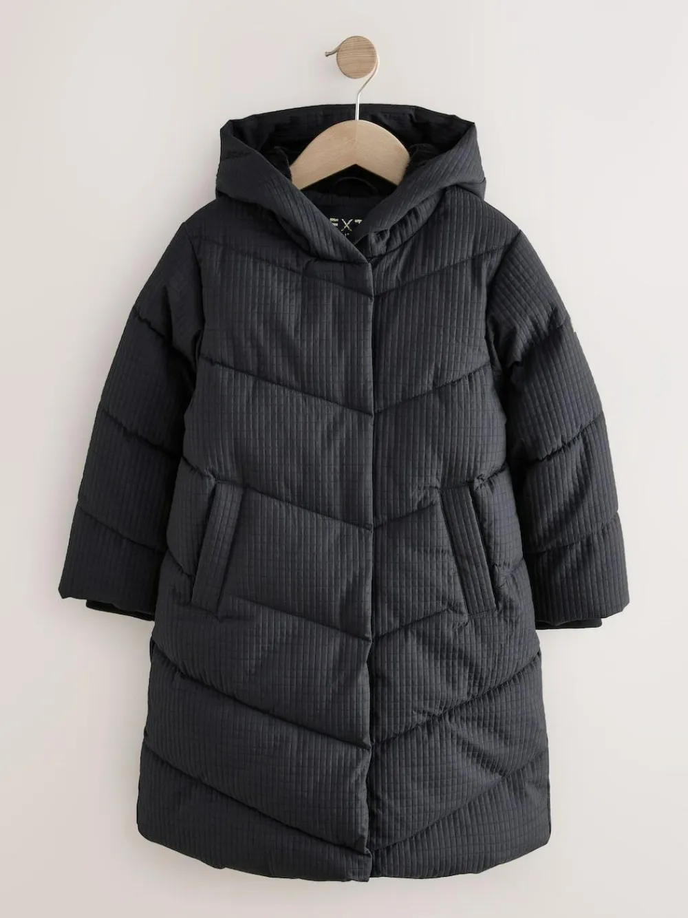 Next Black Shower Resistant Longline Padded Coat (3-16yrs)^ Jackets & Coats|Snowsuits & Coats