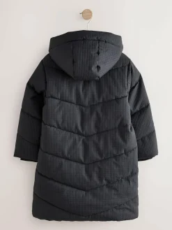 Next Black Shower Resistant Longline Padded Coat (3-16yrs)^ Jackets & Coats|Snowsuits & Coats
