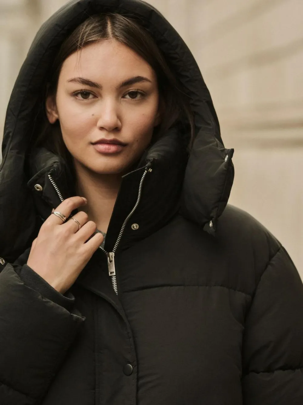 New Next Shower Resistant Longline Padded Coat Black