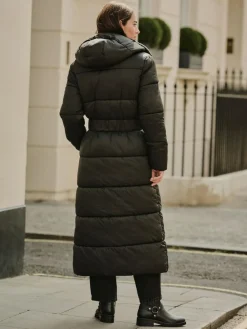 Sale Next Shower Resistant Padded Longline Coat Black