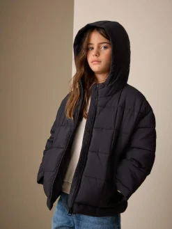 Hot Next Shower Resistant Square Quilted Coat (3-16yrs) Black