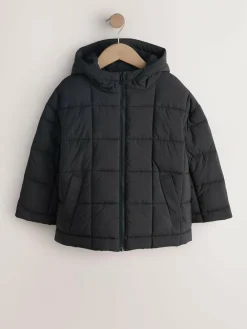 Hot Next Shower Resistant Square Quilted Coat (3-16yrs) Black