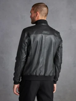 Next Signature Leather Bomber Jacket Black