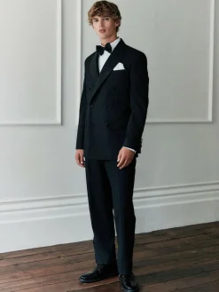 Discount Next Black Signature Nova Fides 100% Italian Wool Double Breasted Tuxedo Suit Jacket