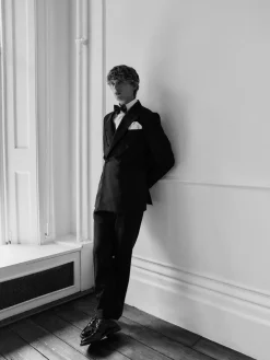 Discount Next Black Signature Nova Fides 100% Italian Wool Double Breasted Tuxedo Suit Jacket