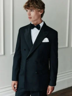 Discount Next Black Signature Nova Fides 100% Italian Wool Double Breasted Tuxedo Suit Jacket