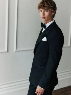 Discount Next Black Signature Nova Fides 100% Italian Wool Double Breasted Tuxedo Suit Jacket