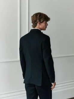 Discount Next Black Signature Nova Fides 100% Italian Wool Double Breasted Tuxedo Suit Jacket